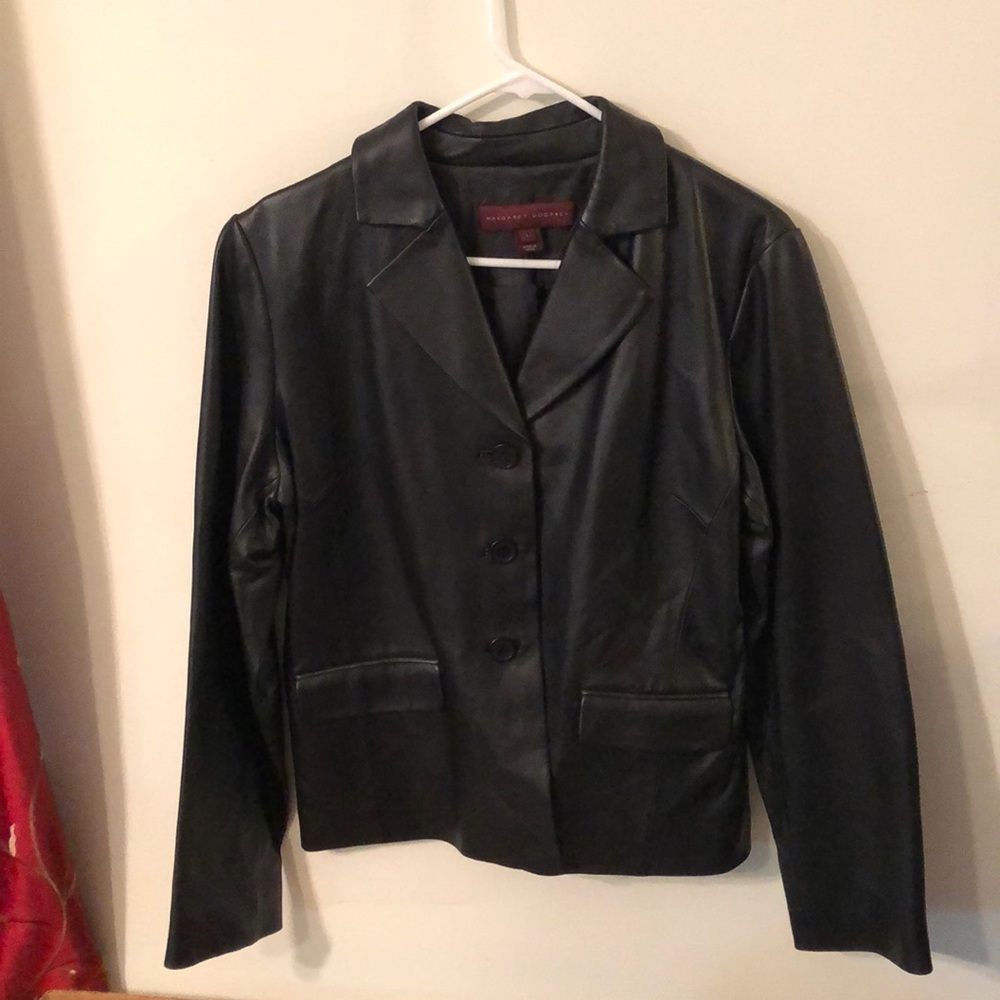 Margaret Godfrey Black Leather Coat